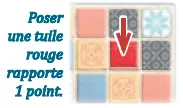 Azul: décompte des points montrant une tuile rouge rapportant 1 point dans le jeu de société